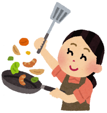 料理する女性